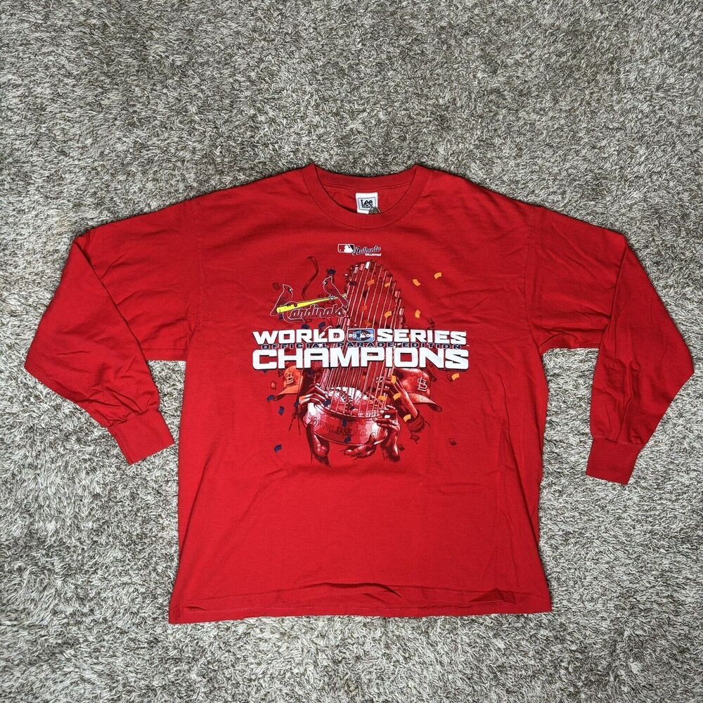 St Louis Cardinals World Series Champions Long Sleeve Shirt Men Sz L Lee Sports